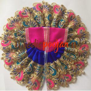 Pink and Blue peacoak pattern Poshak for Laddu Gopal