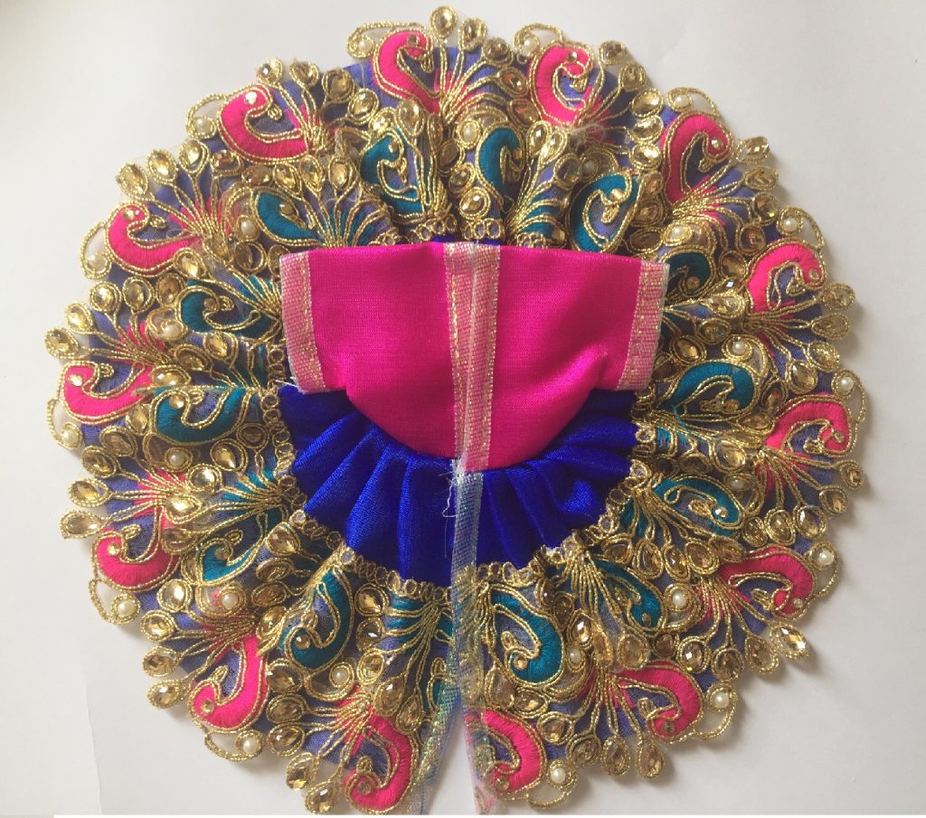 Pink and Blue peacoak pattern Poshak for Laddu Gopal