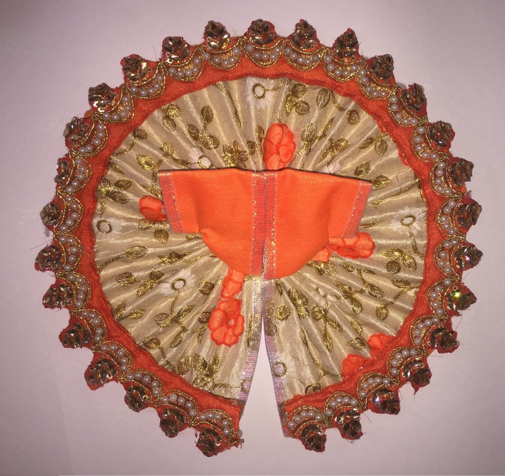 Orange-White flower-leaf pattern Laddu Gopal Poshak