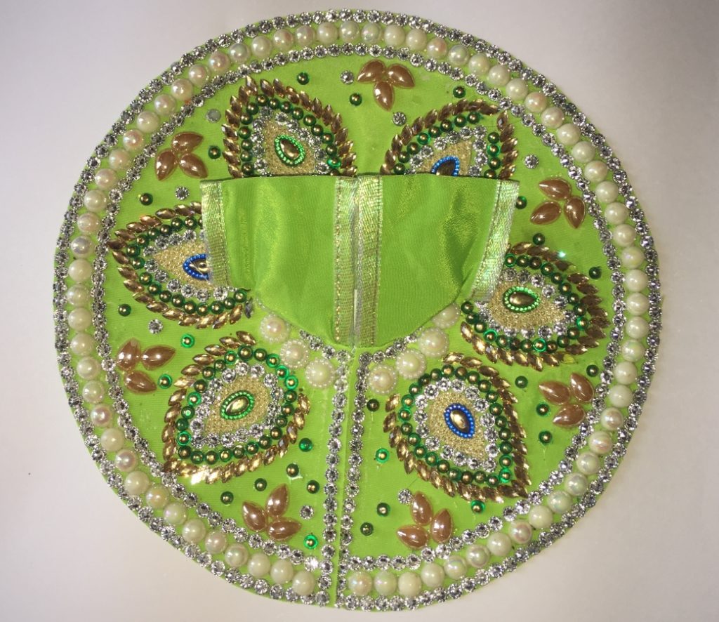 Light Green Bead Work Poshak for Laddu Gopal